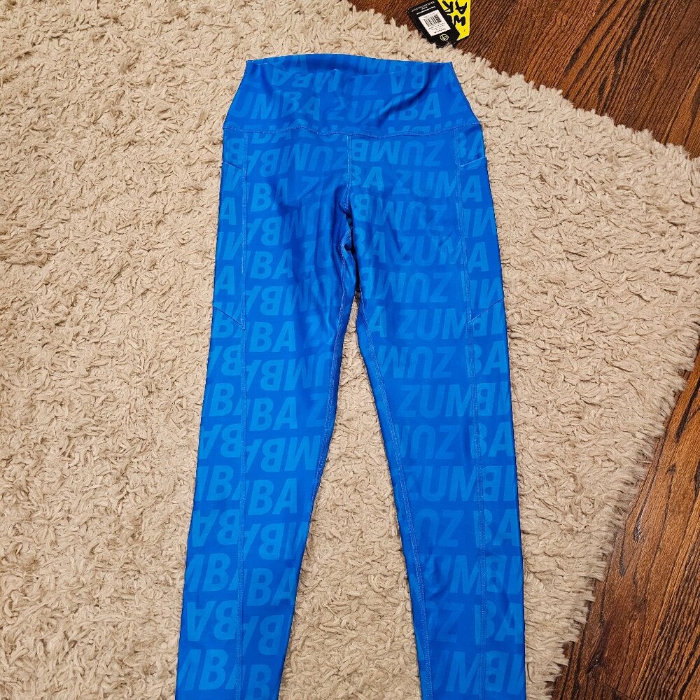 Zumba Blue Leggings Size M NWT
